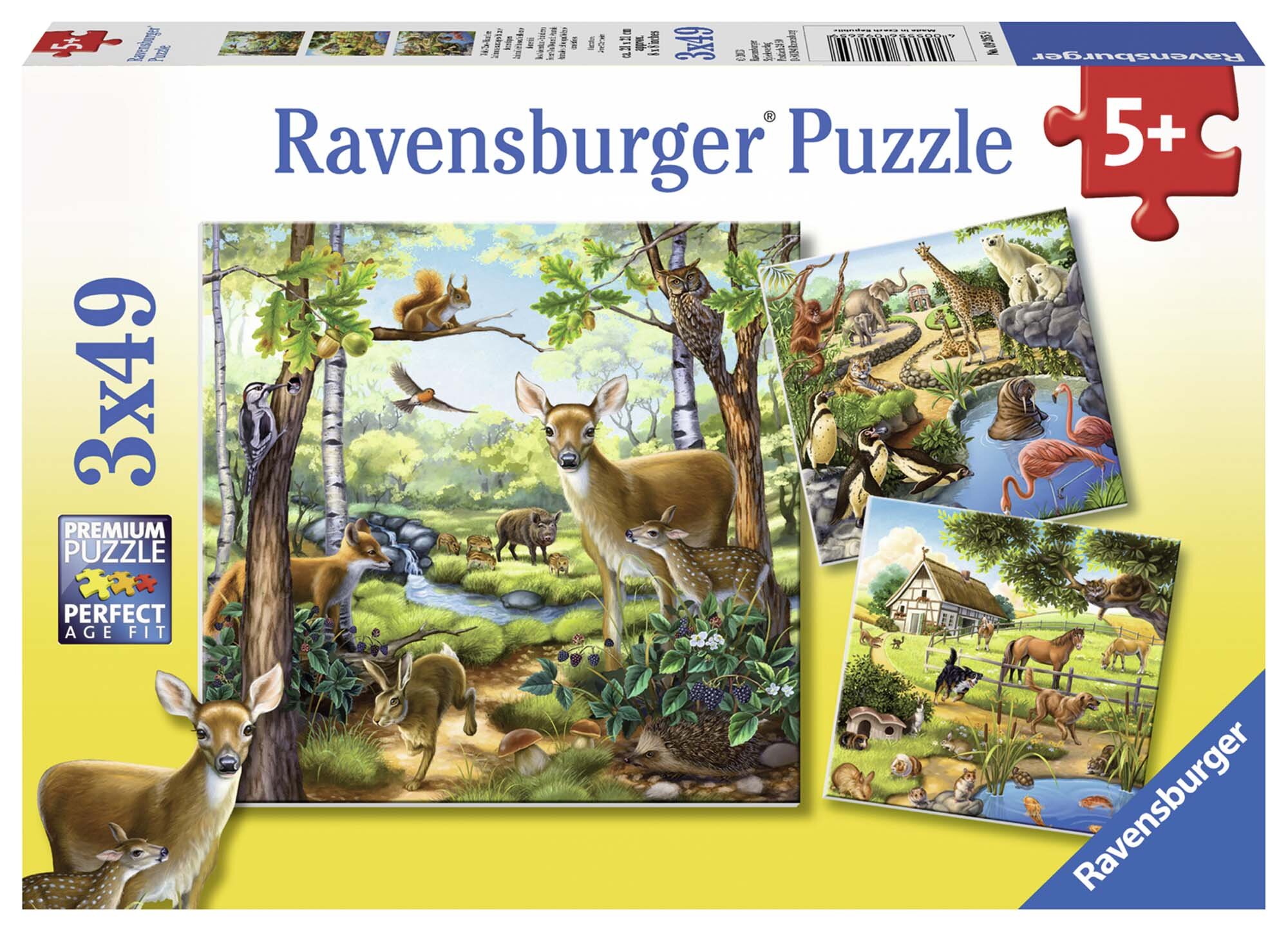 Ravensburger Puzzle - Wald-/Zoo-/Haustiere 3x49 Teile