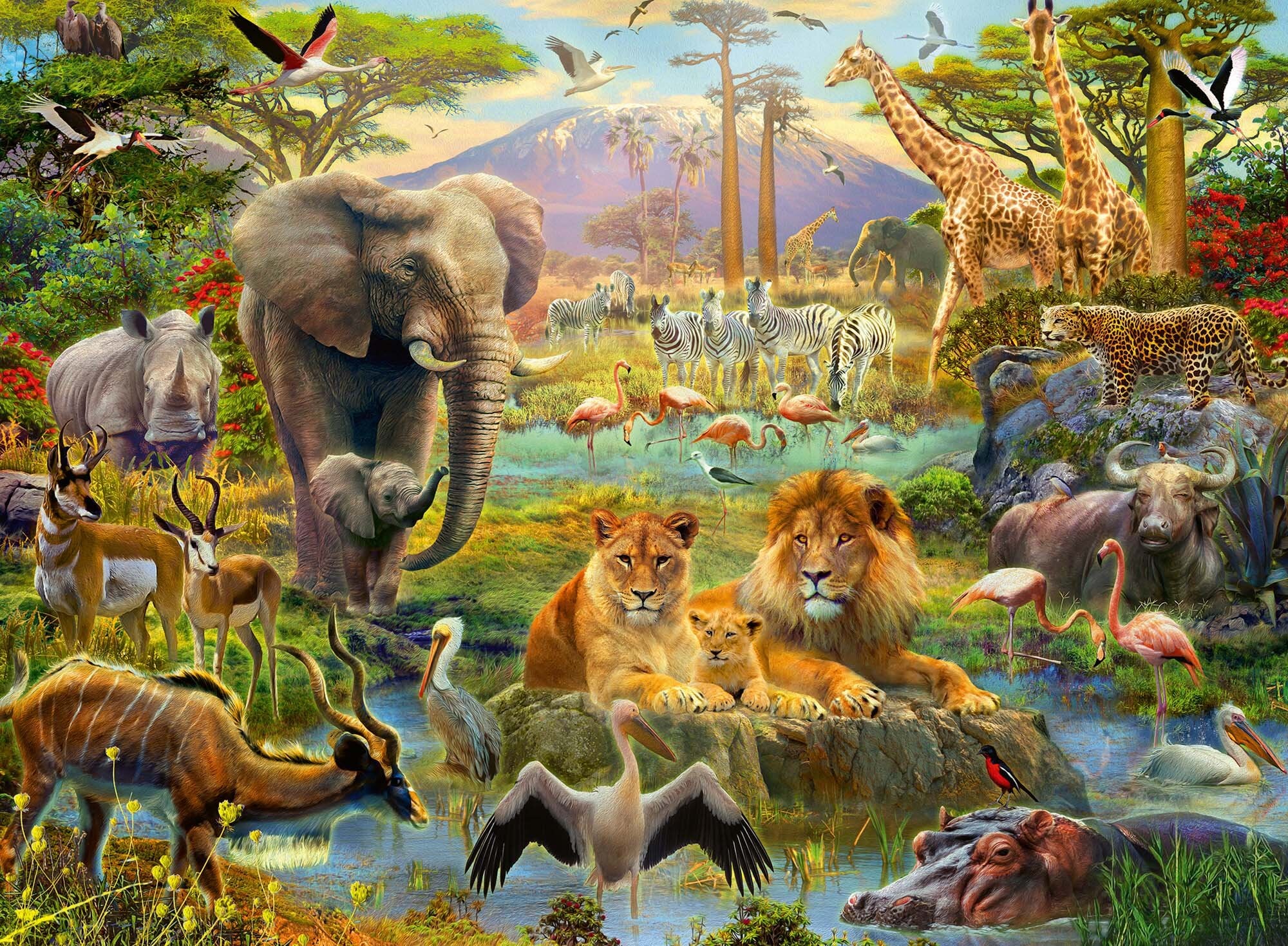 Ravensburger Puzzle - Die Tiere der Savanne 200 Teile XXL