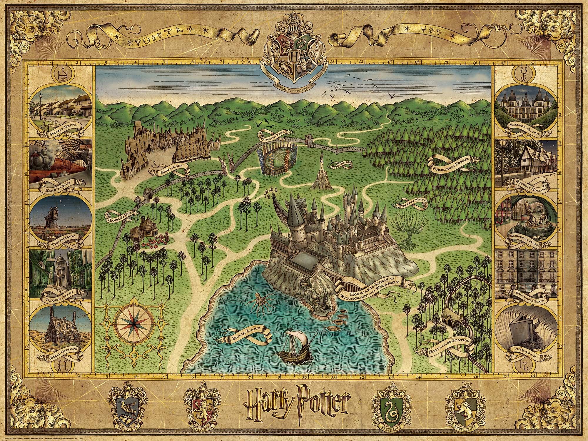 Ravensburger Puzzle - Hogwarts Karte 1500 Teile