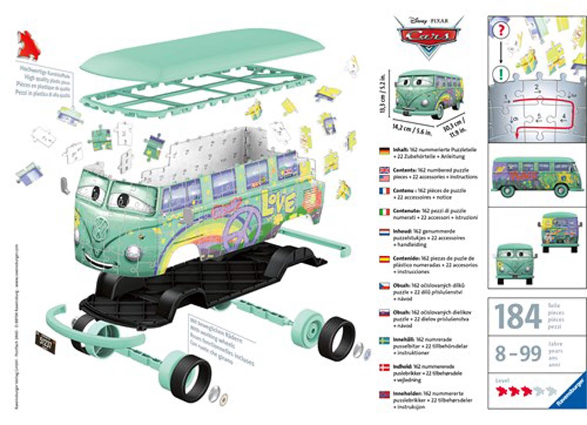 Ravensburger 3D Puzzle - Volkswagen T1 Cars Fillmore 162 Teile