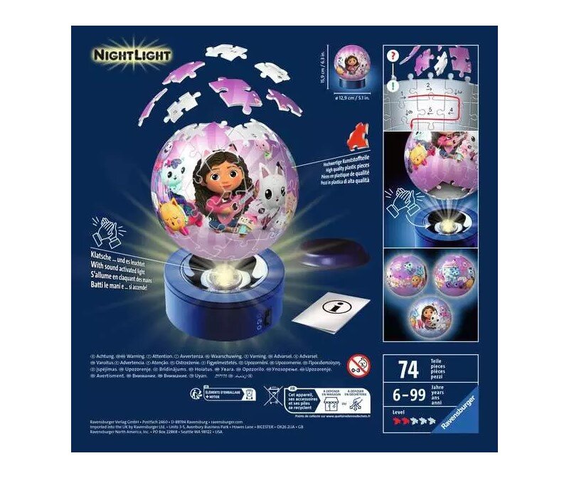 Ravensburger 3D Puzzle - Gabby's Dollhouse Nachtlampe 72 Teile