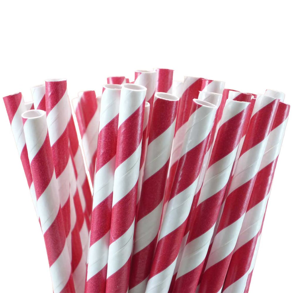 Papierstrohhalme - Rot Gestreift, 10er-Pack
