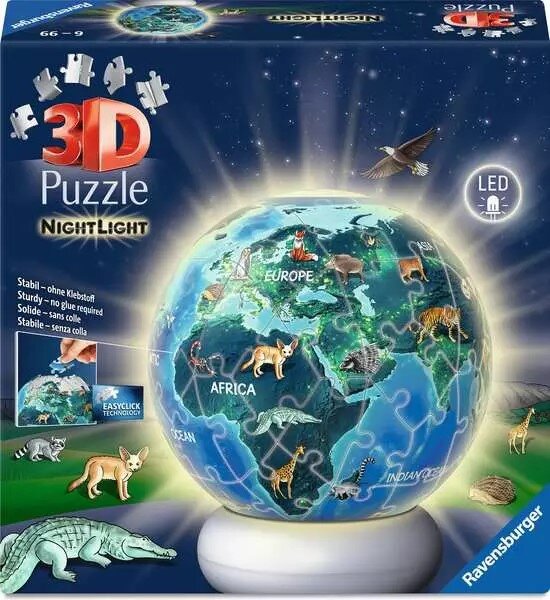 Ravensburger 3D Puzzle - Globus mit Nachtlicht 72 Teile