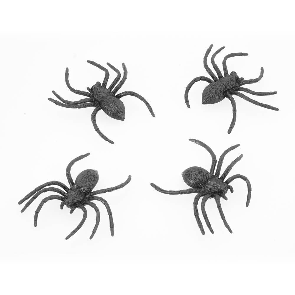 Schwarze Spinnen 8 x 9 cm, 4er-Pack