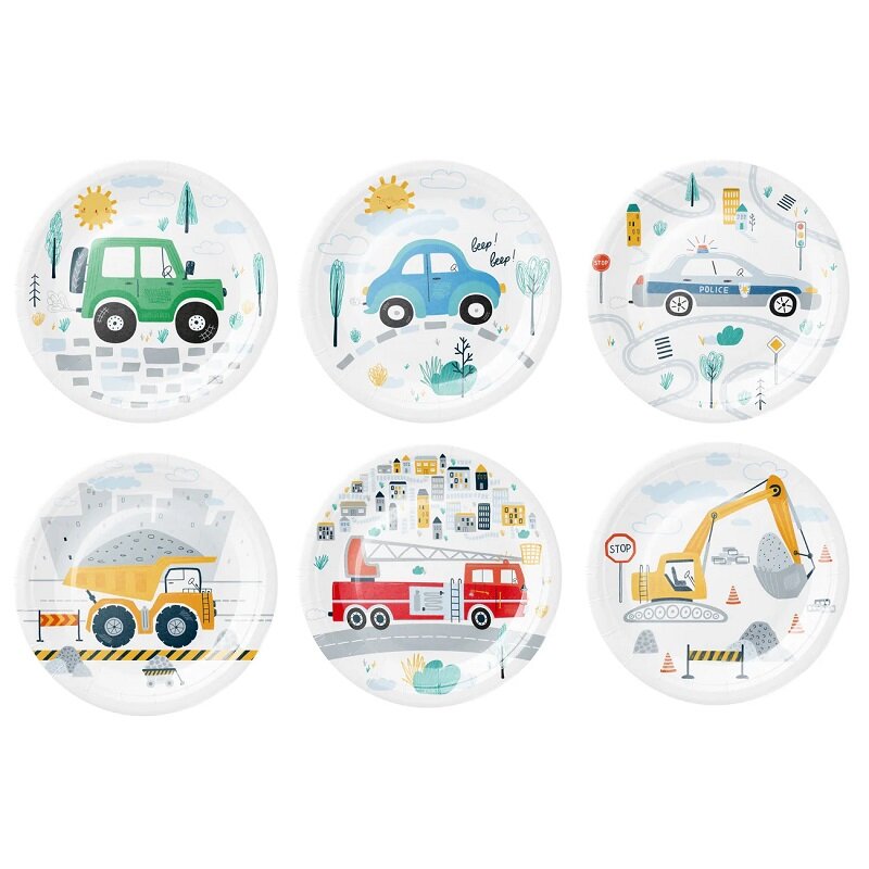 Fahrzeug Kuchenteller 6er-Pack