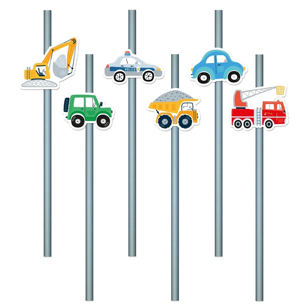 Fahrzeug Papierstrohhalme 6er-Pack