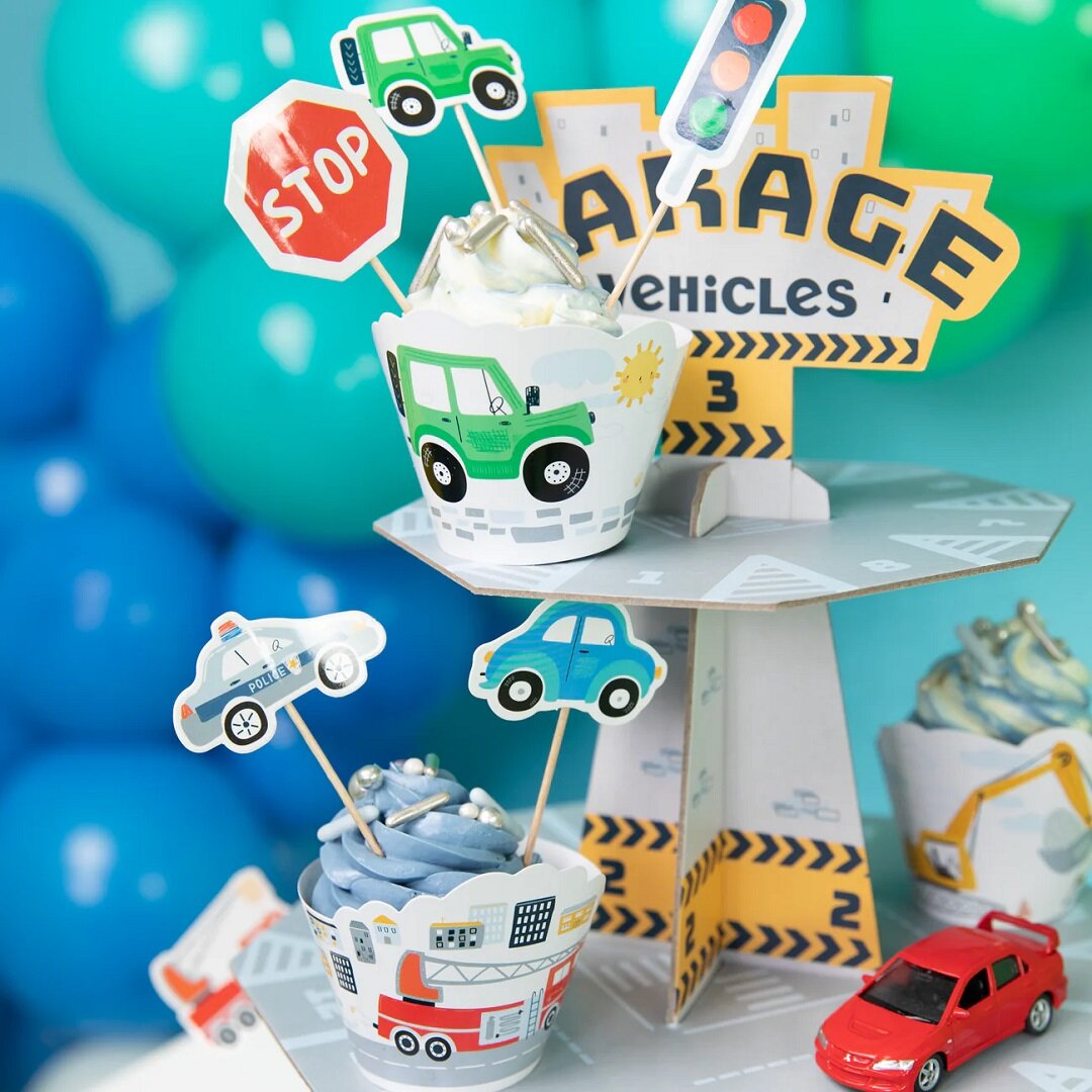 Fahrzeug Cupcake Toppers 8er-Pack