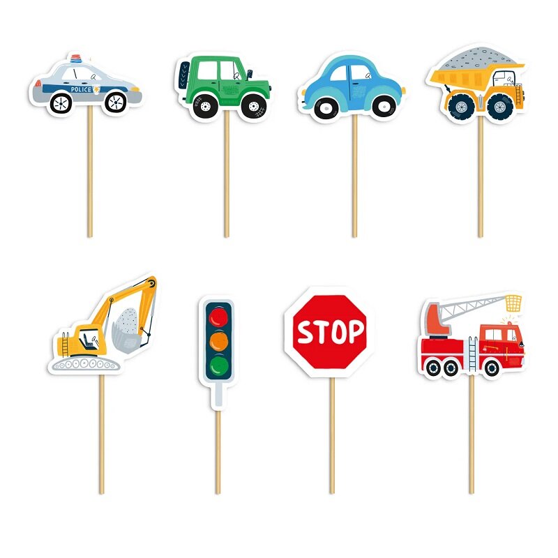 Fahrzeug Cupcake Toppers 8er-Pack