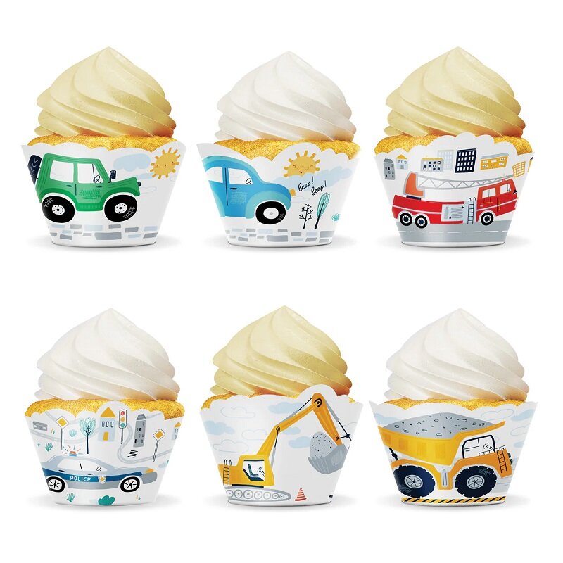 Fahrzeug Cupcake-Wrappers 6er-Pack