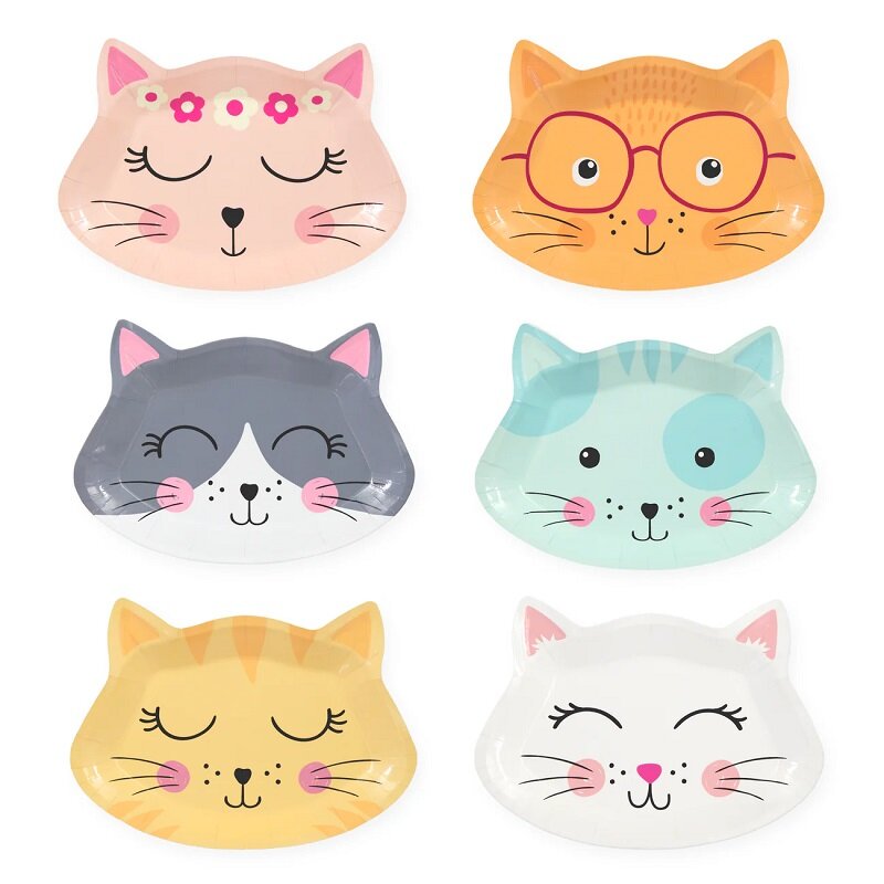 Katzenförmige Teller 6er-Pack