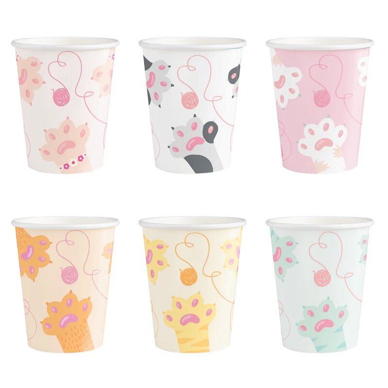 Katzen Pappbecher 220 ml 6er-Pack