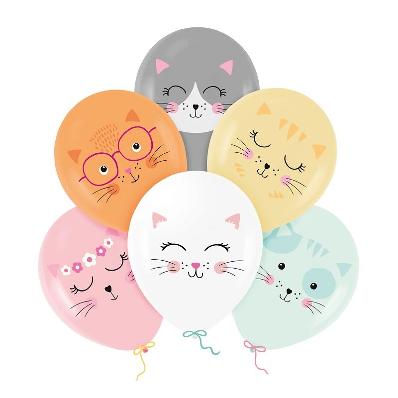 Luftballons mit Katzen 6er-Pack