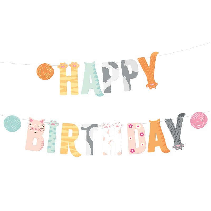 Katzen Girlande Happy Birthday 2 Meter