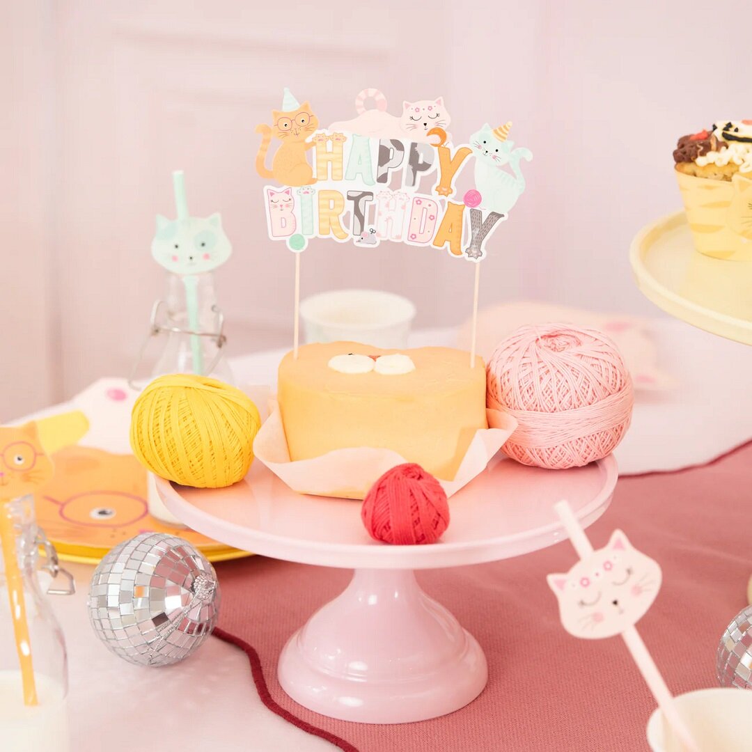 Katzen Cake Topper Happy Birthday