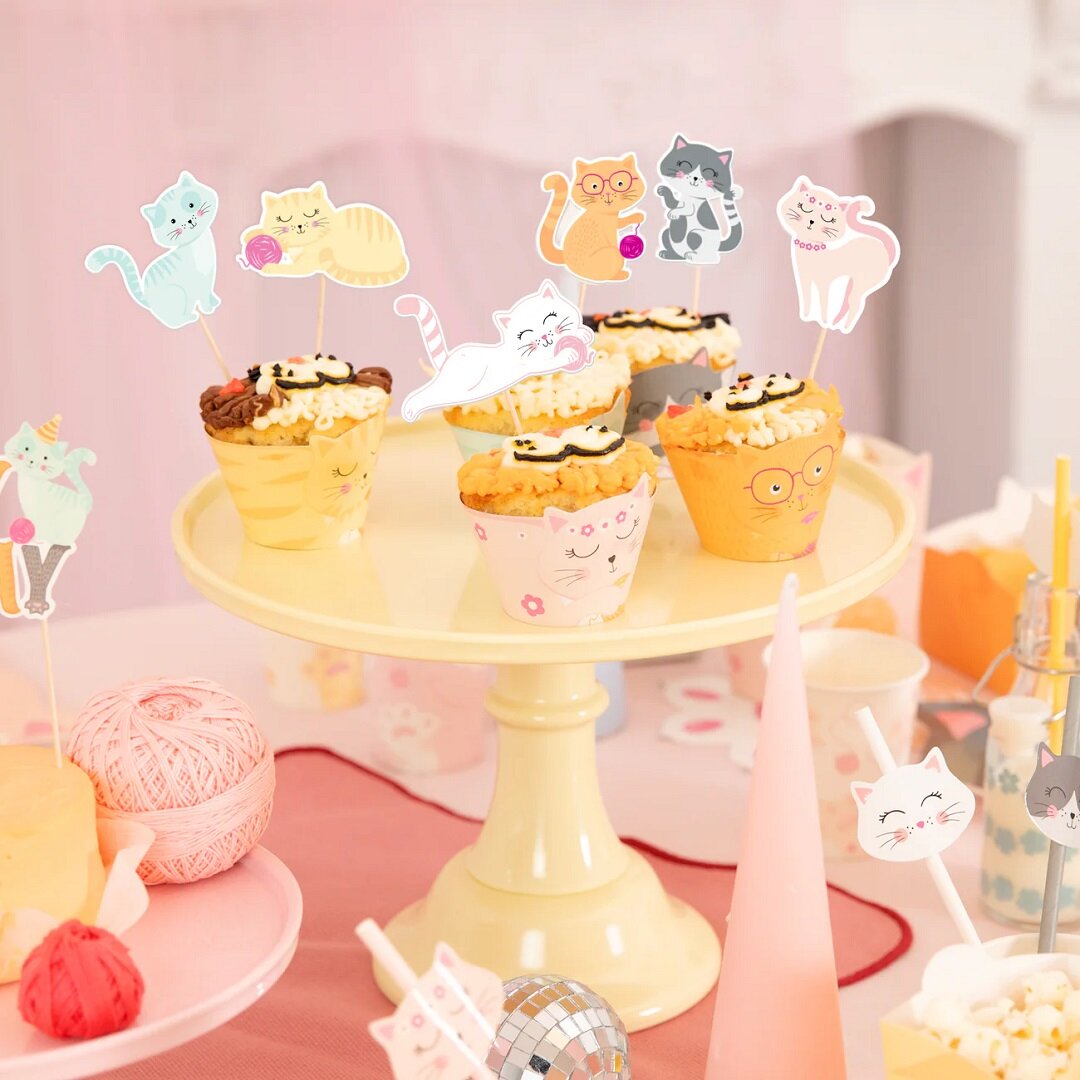 Katzen Cake Topper 6er-Pack