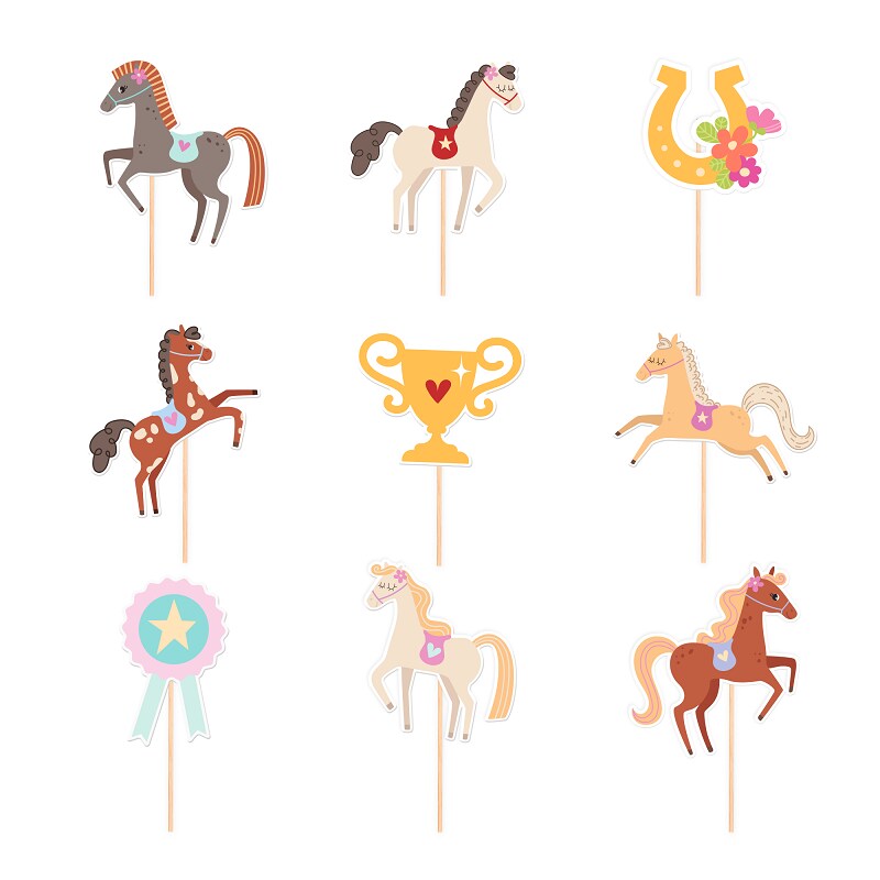 Pferde - Cake Toppers 9er-Pack