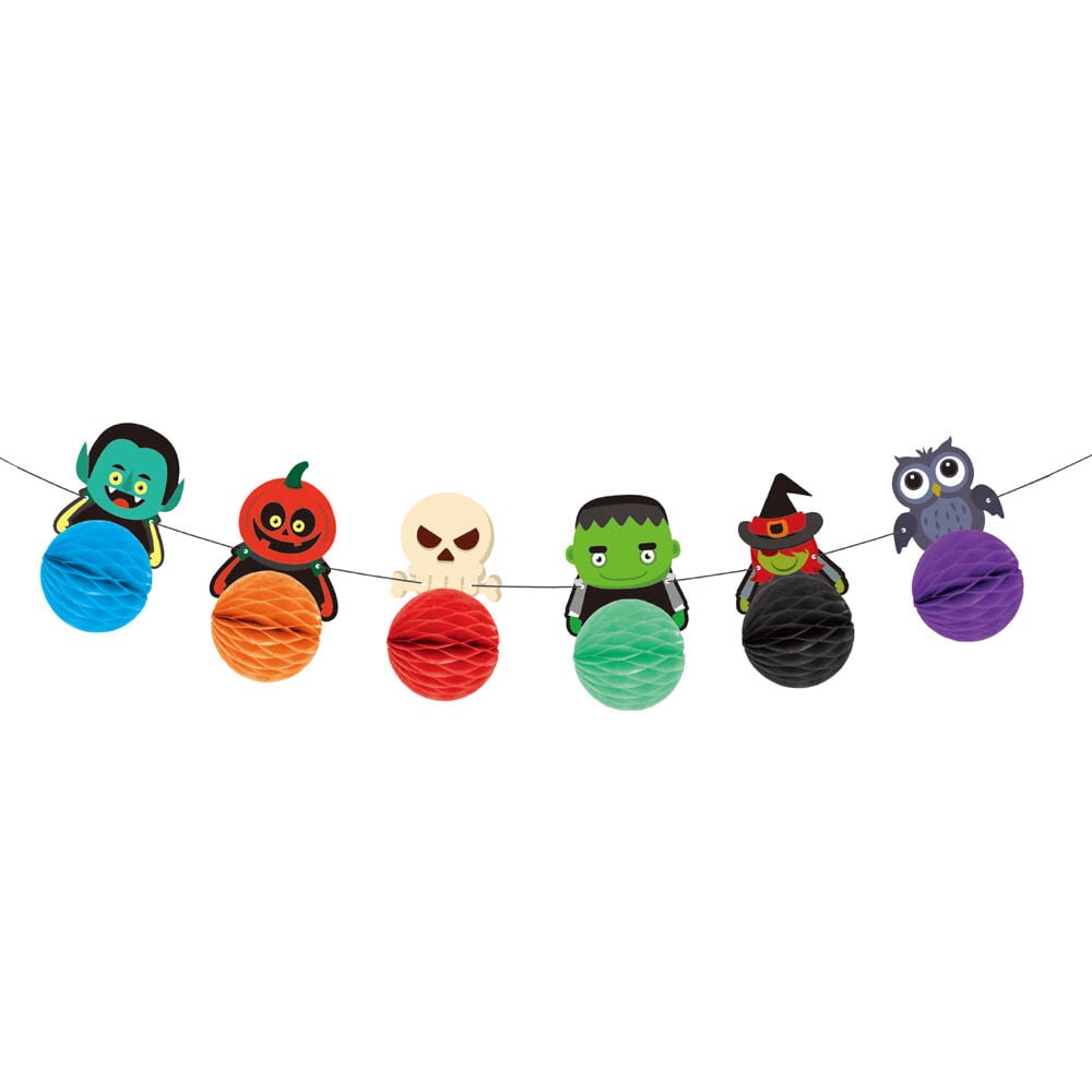 Halloween Monsters Waben-Girlande 3 Meter