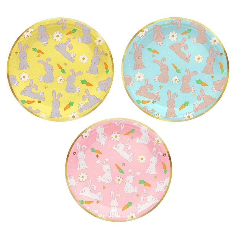Osterteller mit Hasenmotiv 18 cm, 6er-Pack