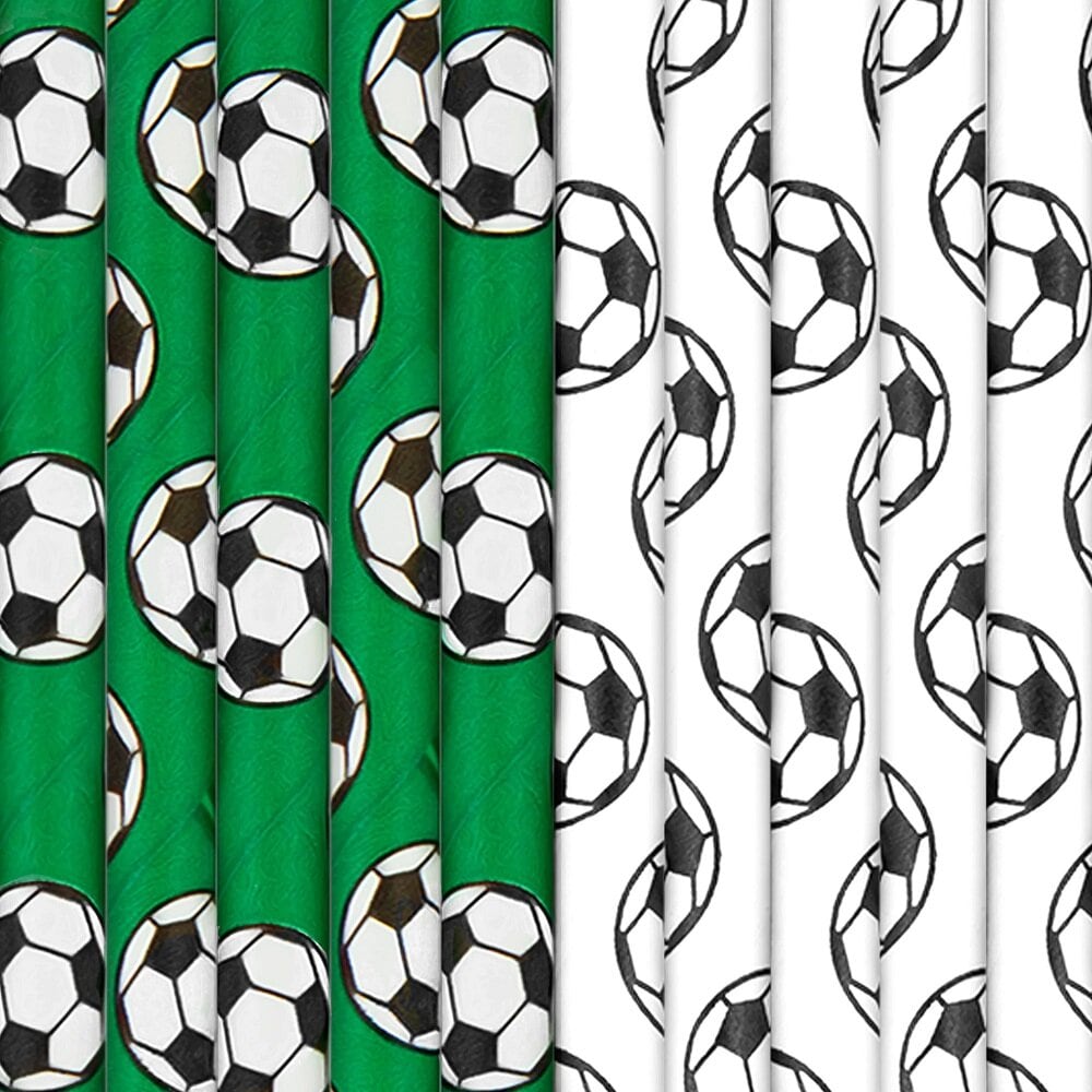 Papierstrohhalme Fußball 10er-Pack