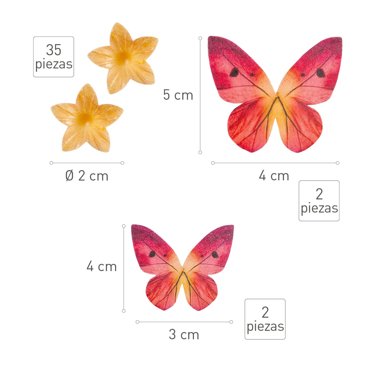 Tortendekorationen aus Oblate - Schmetterlinge & Blumen (B)