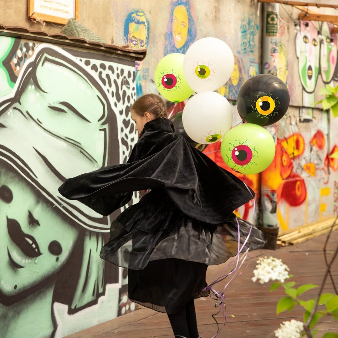 Halloween Luftballons mit Gruselaugen 6er-Pack