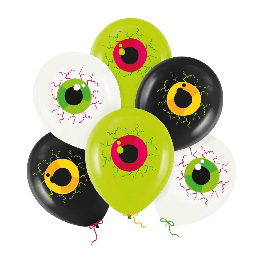 Halloween Luftballons mit Gruselaugen 6er-Pack