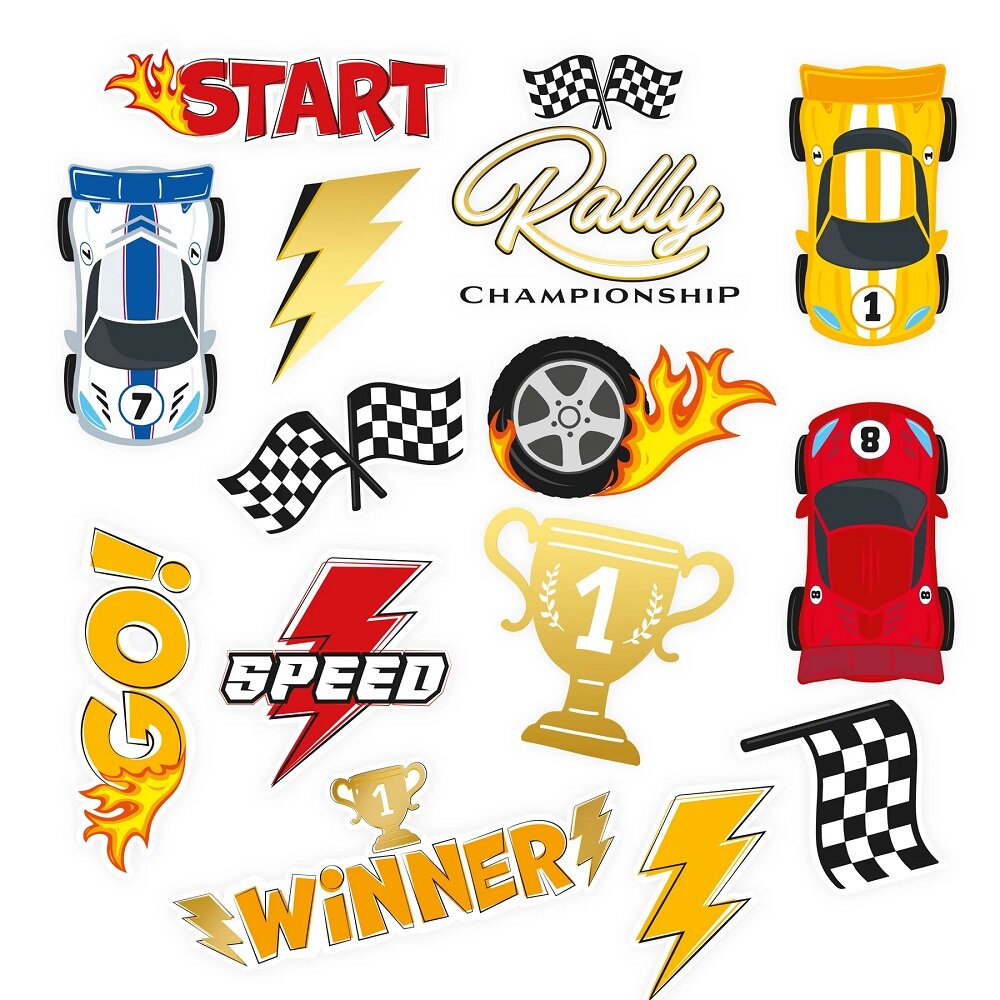 Rennwagen Tattoos 14er-Pack
