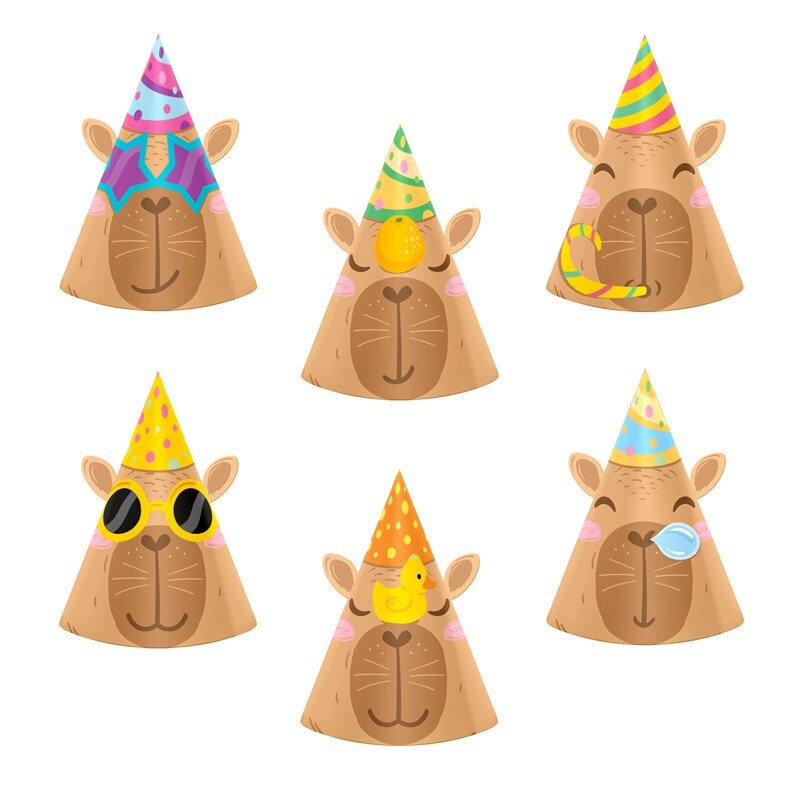 Capybara Partyhüte 6er-Pack
