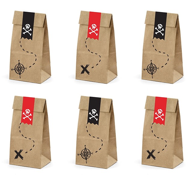 Piraten Party - Geschenktüten aus Papier 6er-Pack