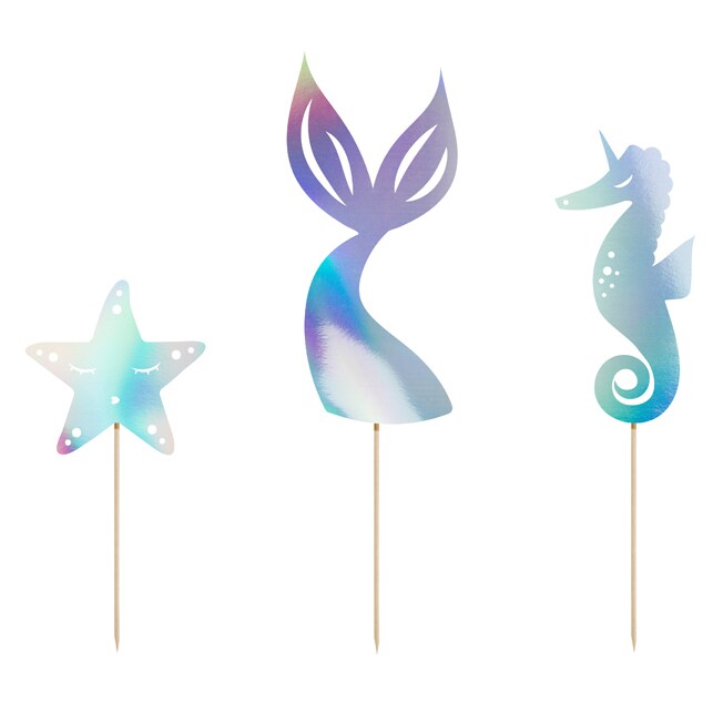 Meerjungfrau Cupcake Topper Schimmerndes 3er-Pack