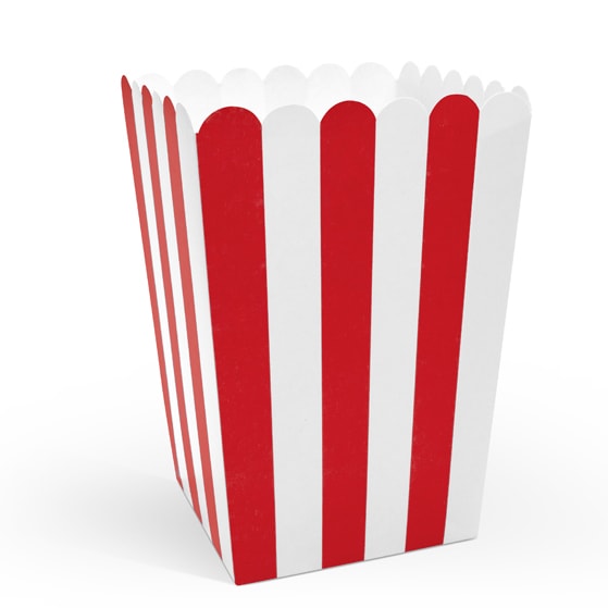 Popcornboxen - Rot-weiß gestreift, 6er-Pack