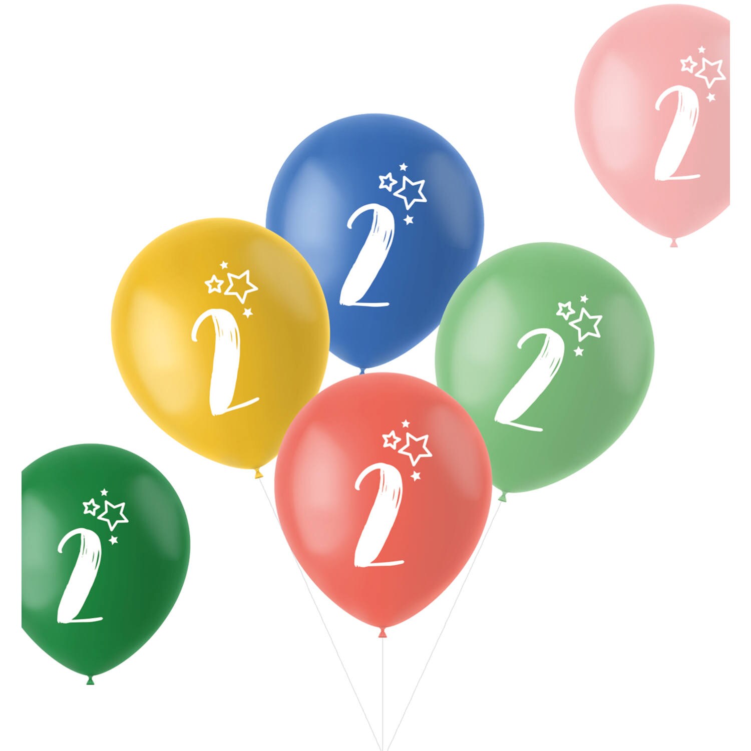 Zahlenballons 2 Jahre, 6er-Pack