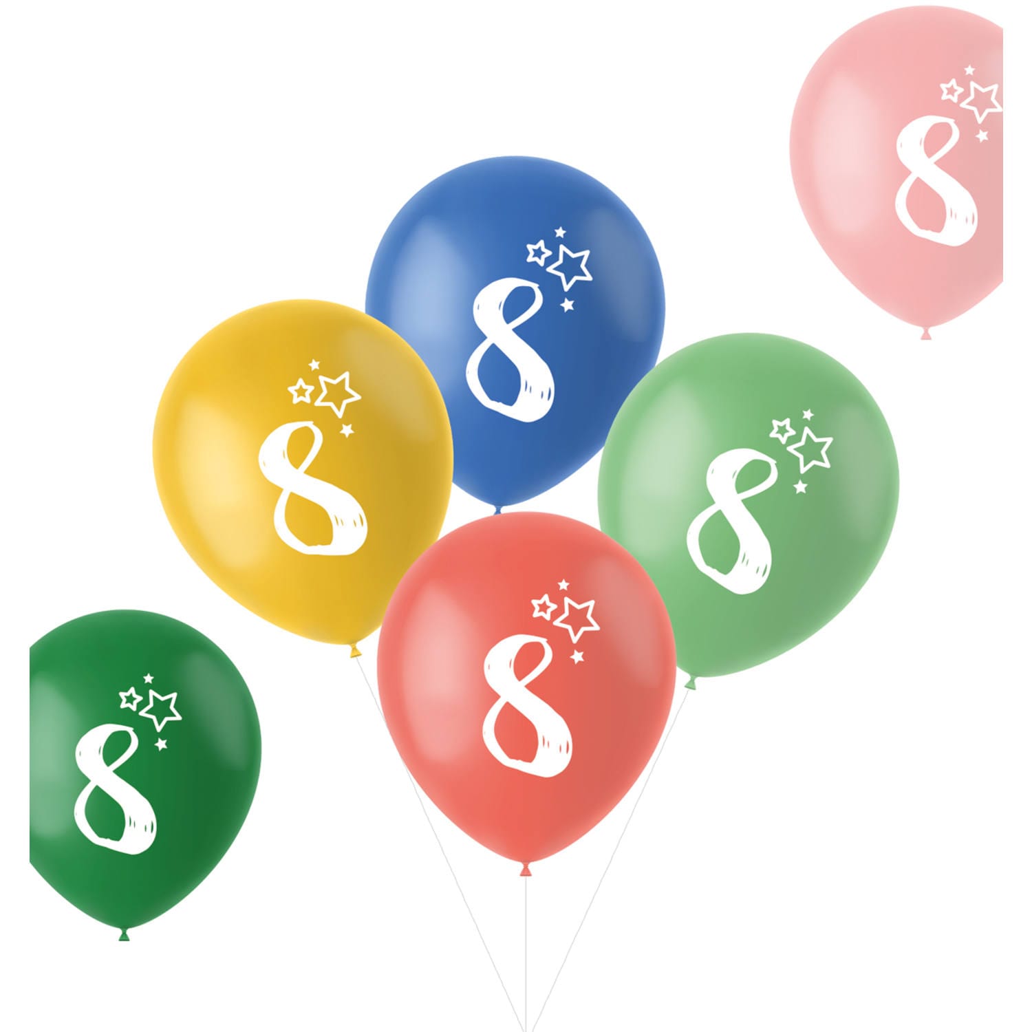 Zahlenballons 8 Jahre, 6er-Pack
