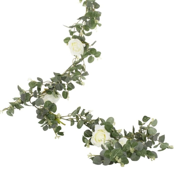 Girlande mit Eukalyptus und weißen Rosen 2 m
