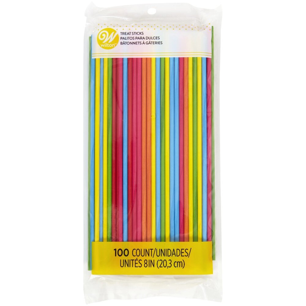 Wilton - Cake Pop Stiele in Regenbogenfarben 100er-Pack