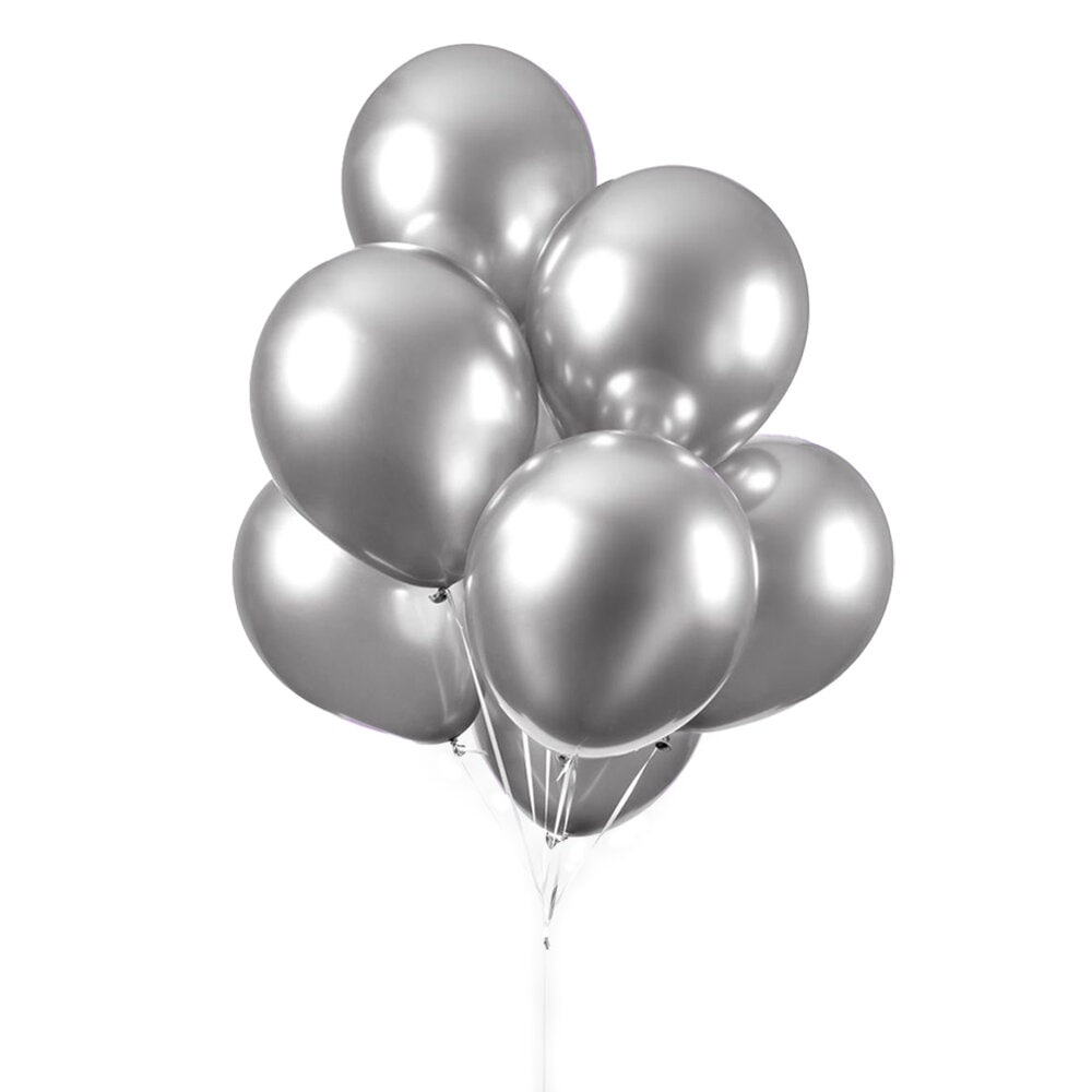 Luftballons - Silber Chrom 10er Pack