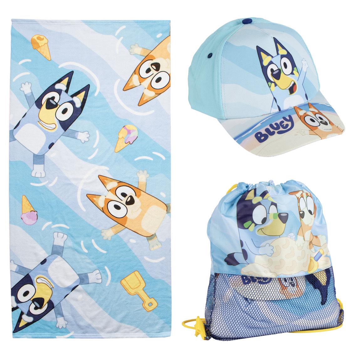 Bluey - Set mit Handtuch, Kappe und Turnbeutel