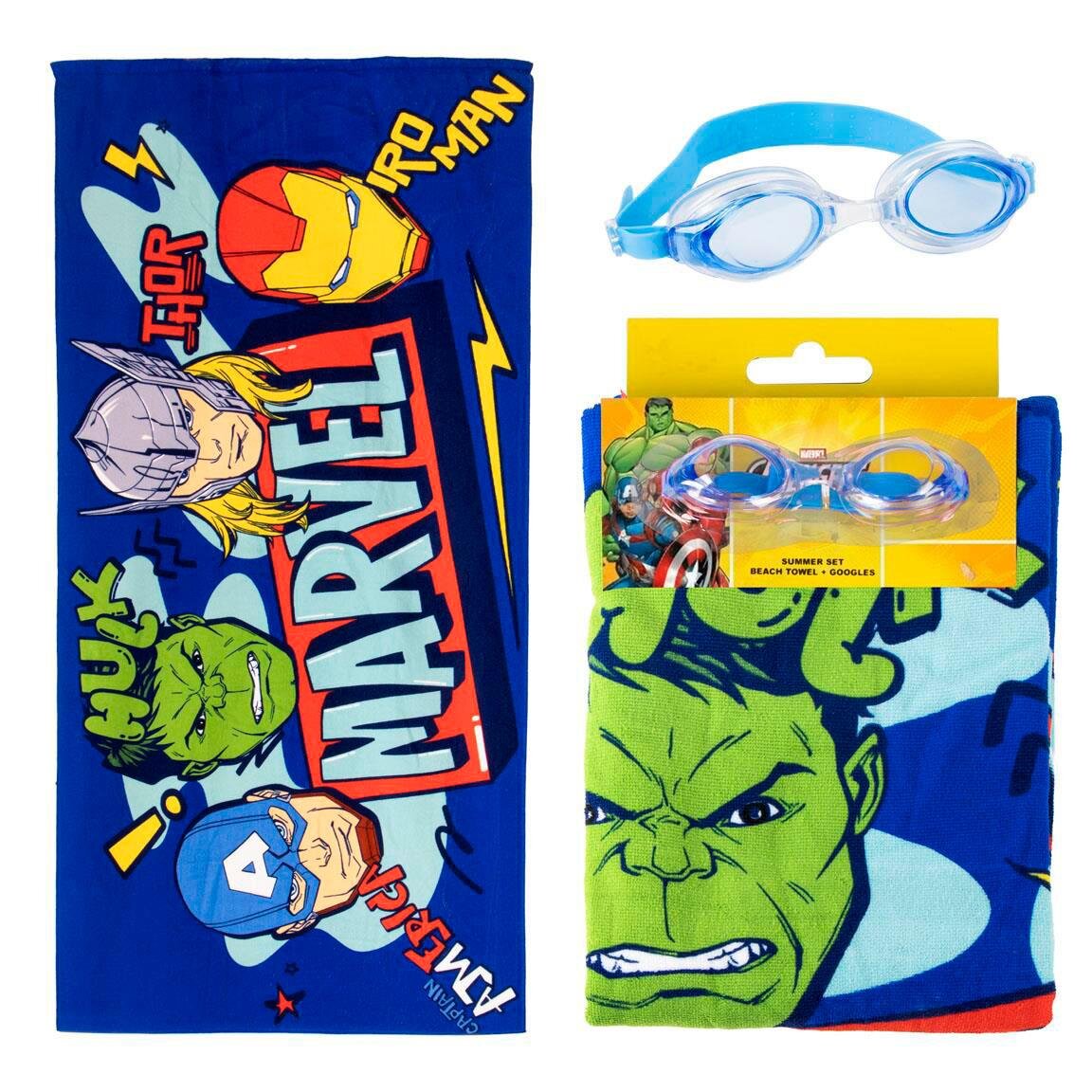 Avengers - Set mit Badetuch und Schwimmbrille