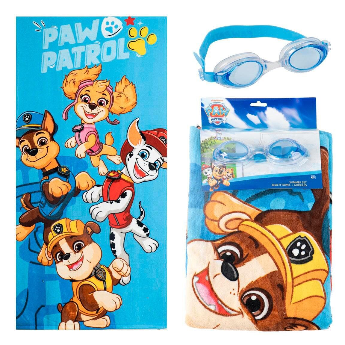 Paw Patrol Set mit Badehandtuch und Schwimmbrille