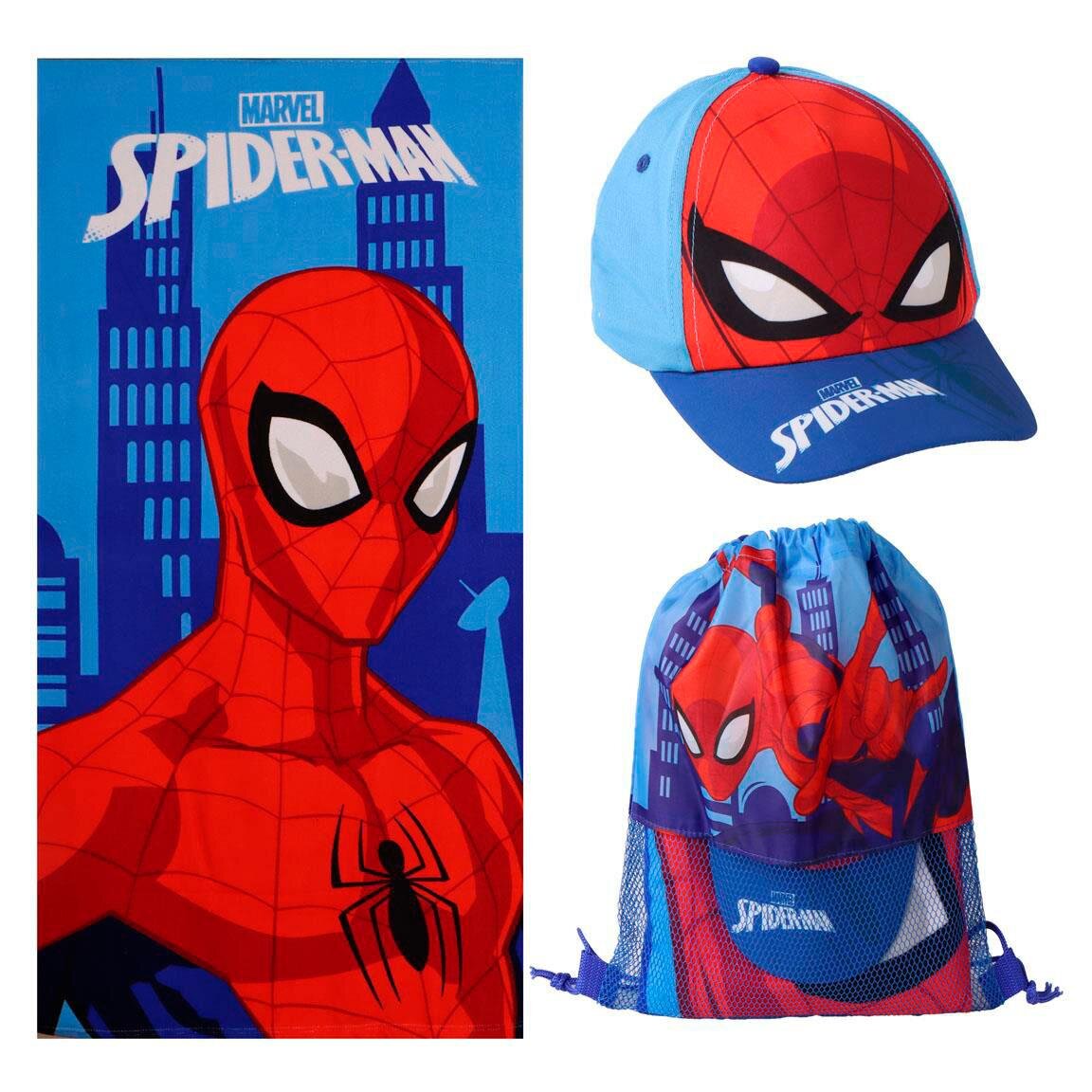 Spiderman - Set mit Handtuch, Kindercap & Turnbeutel