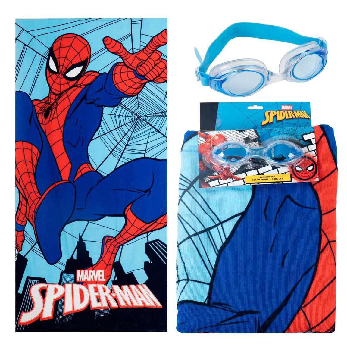 Spiderman - Set mit Badetuch und Schwimmbrille