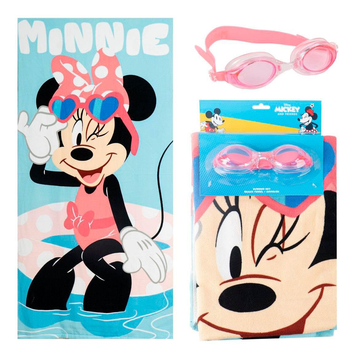 Minnie Maus - Set mit Badetuch und Schwimmbrille