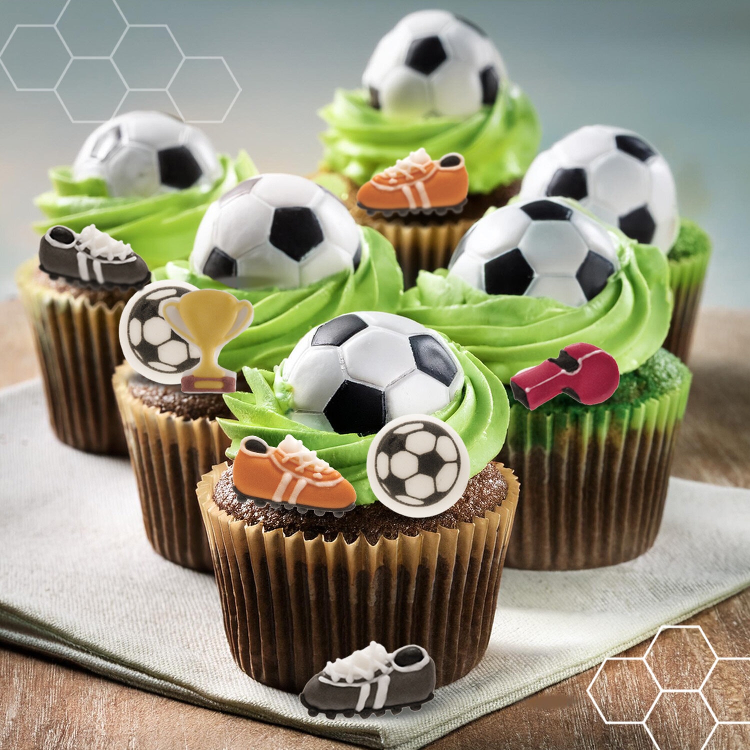 Zuckerdekorationen Fußball 8er-Pack