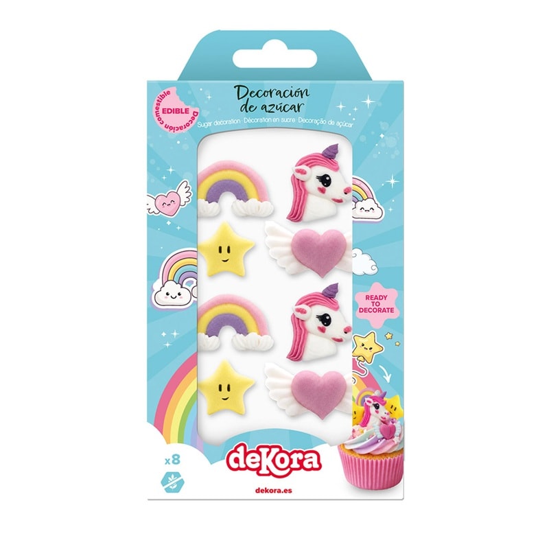 Zuckerdekorationen Einhorn 8er-Pack