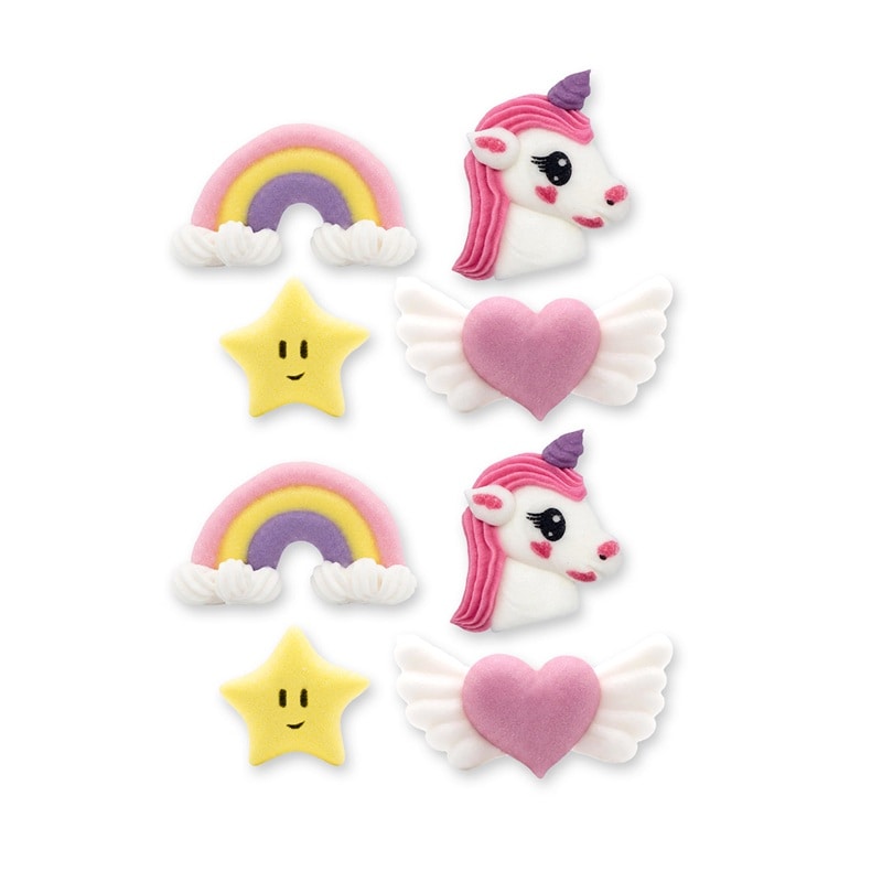 Zuckerdekorationen Einhorn 8er-Pack