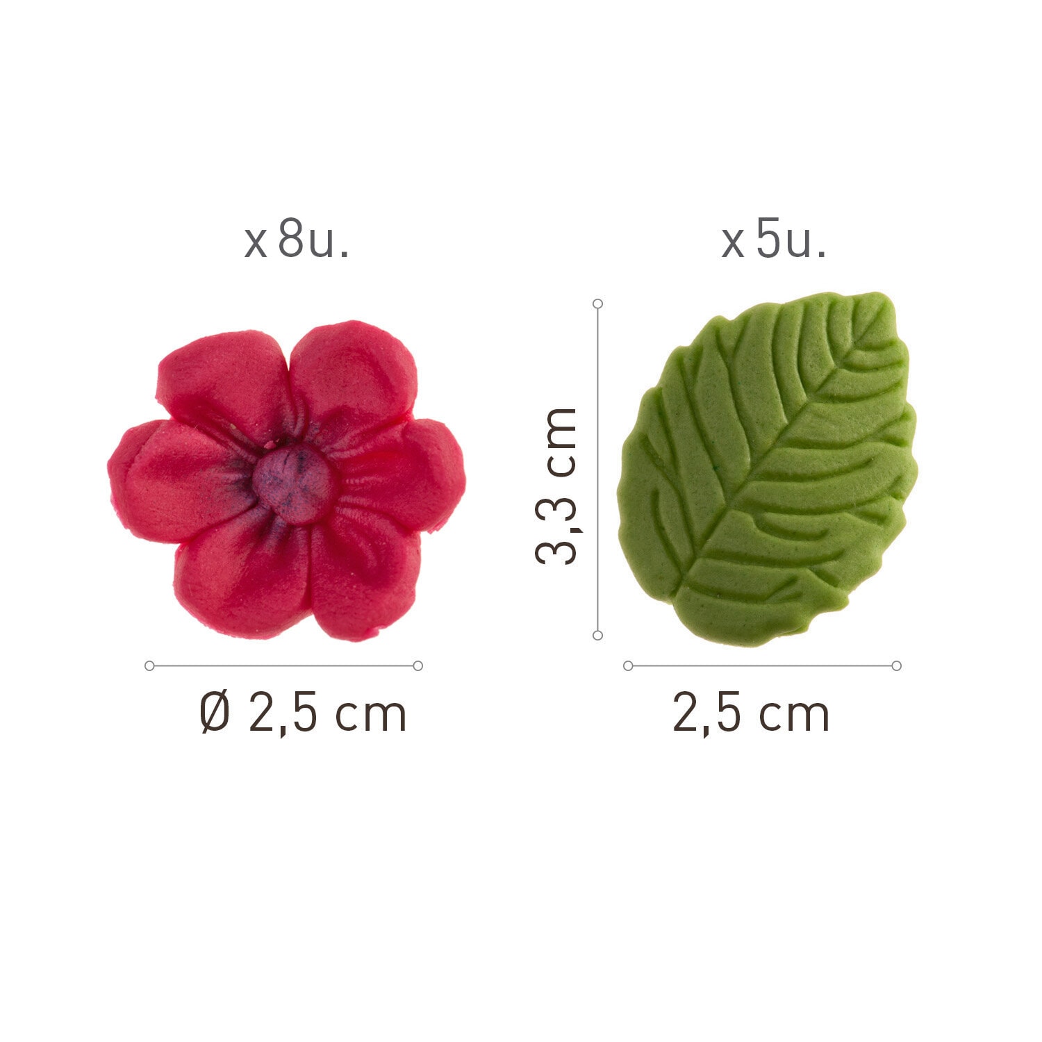Zuckerdekorationen Fuchsien mit Blättern 13er-Pack