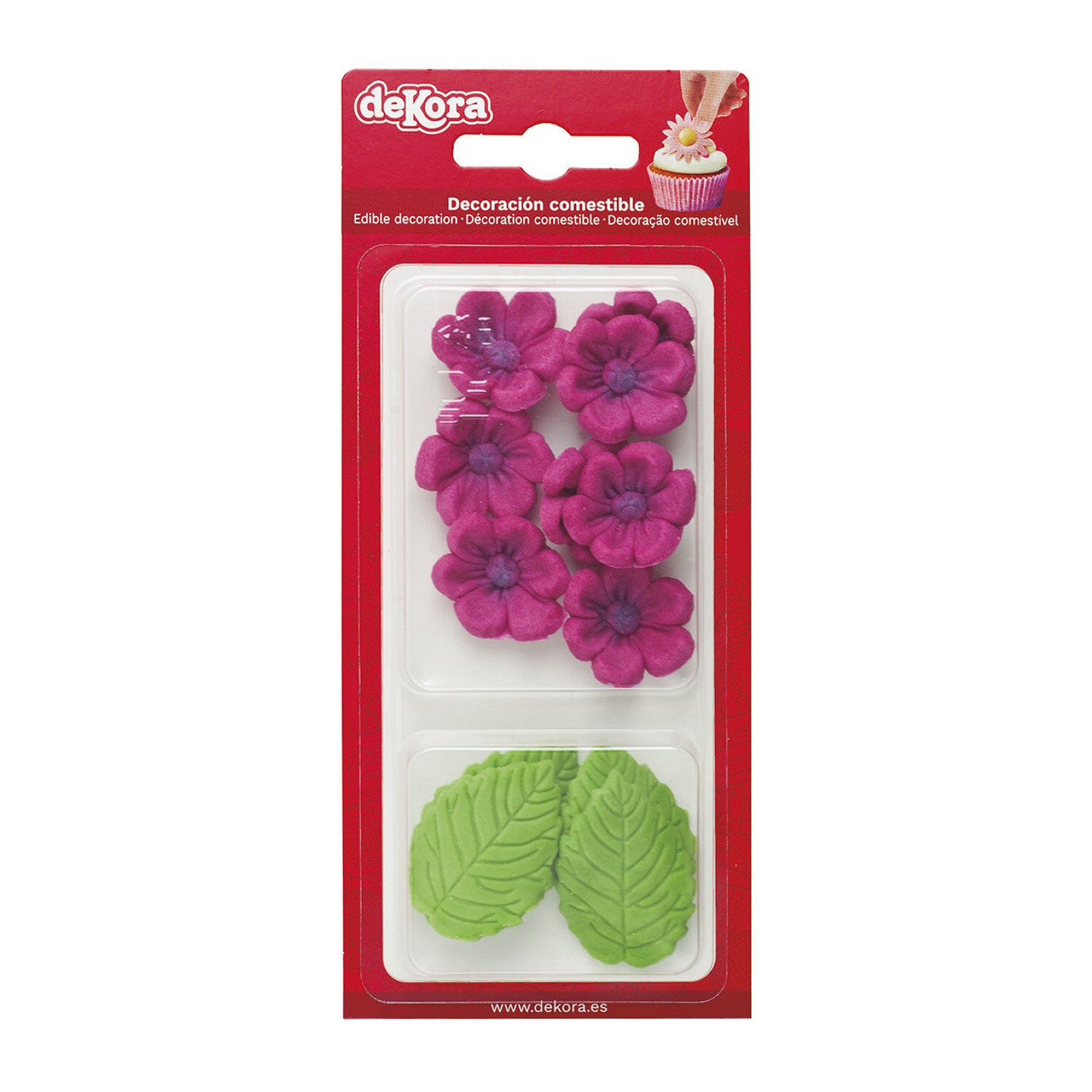 Zuckerdekorationen Fuchsien mit Blättern 13er-Pack
