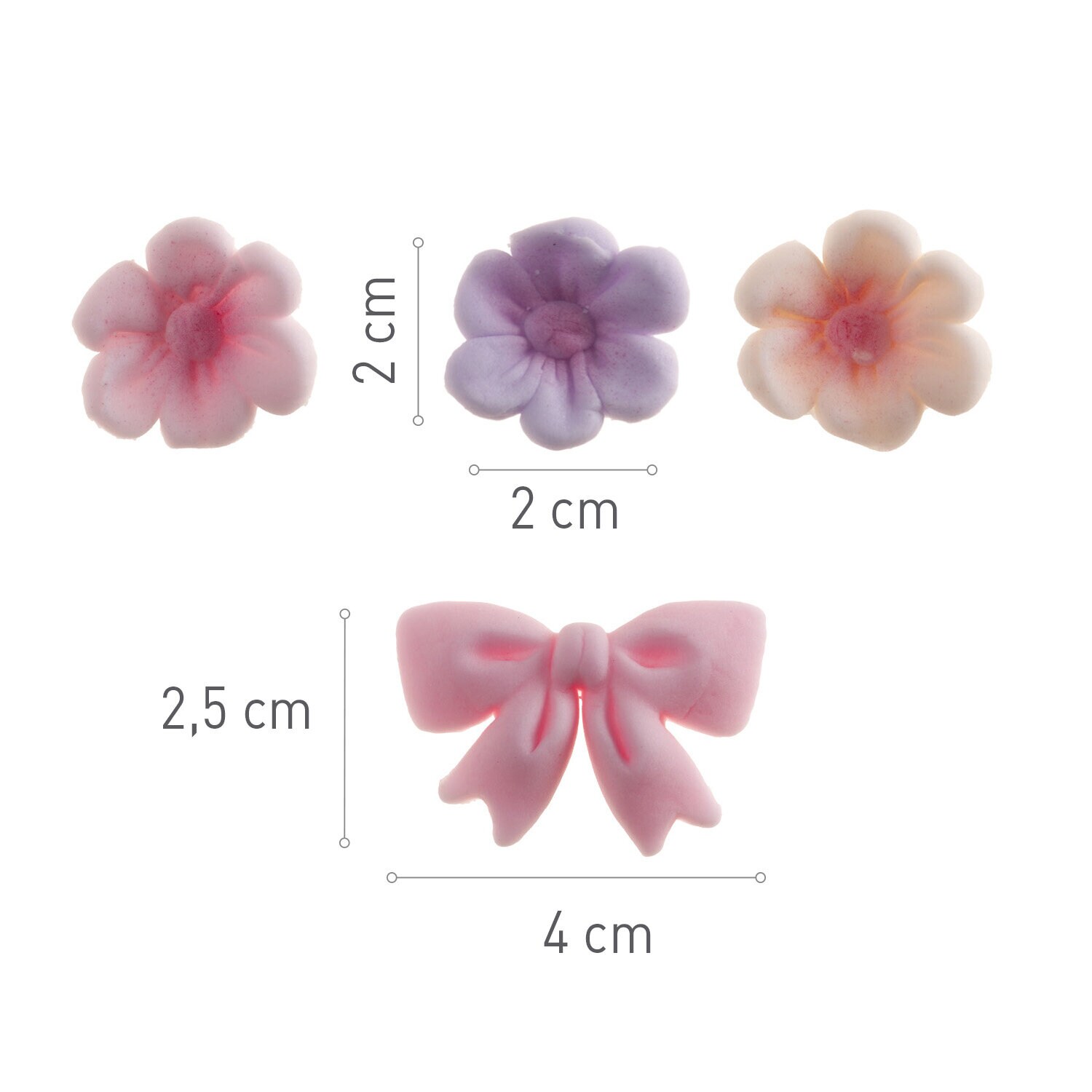 Zuckerdekorationen Blumen & Schleifen Rosa 10er-Pack