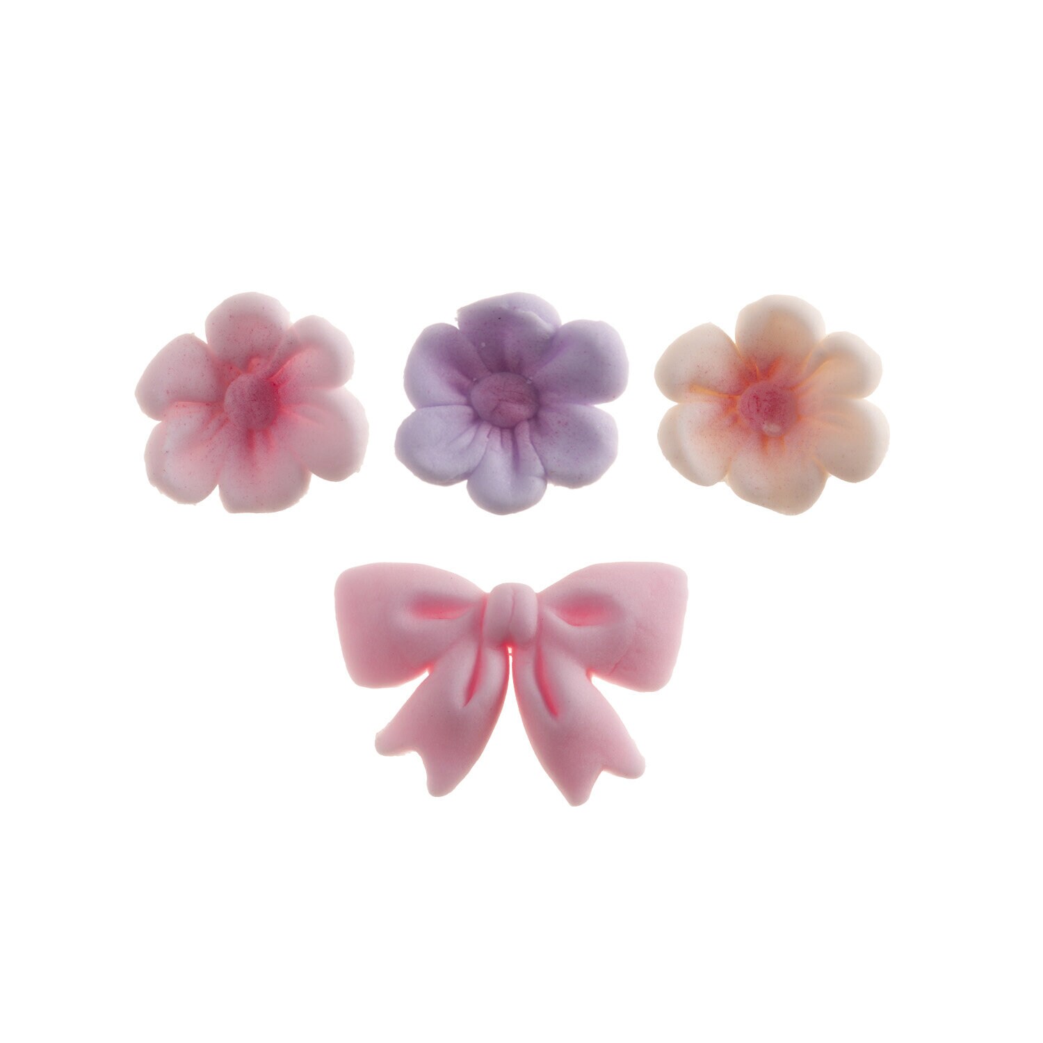 Zuckerdekorationen Blumen & Schleifen Rosa 10er-Pack
