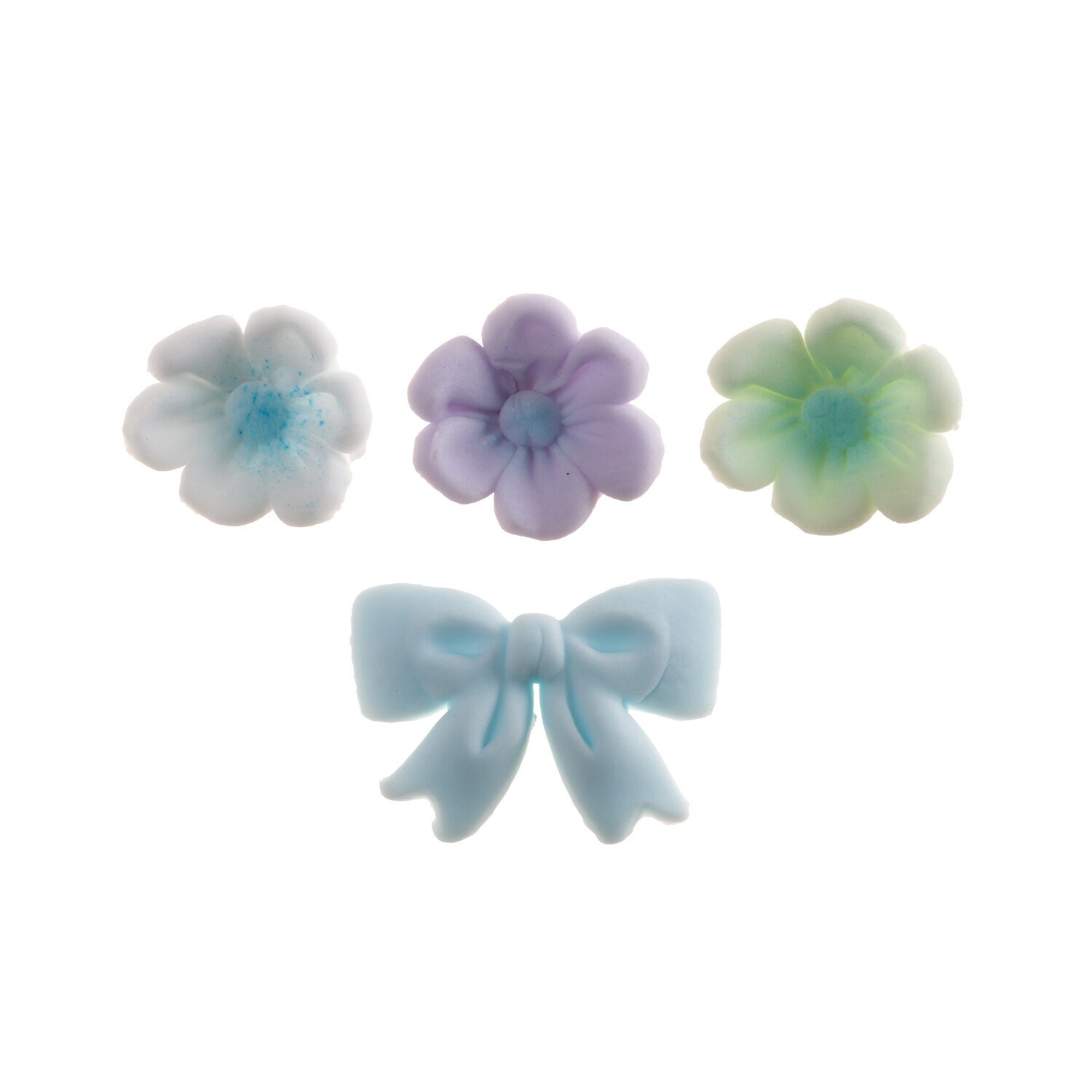 Zuckerdekorationen Blumen & Schleifen Blau 10er-Pack